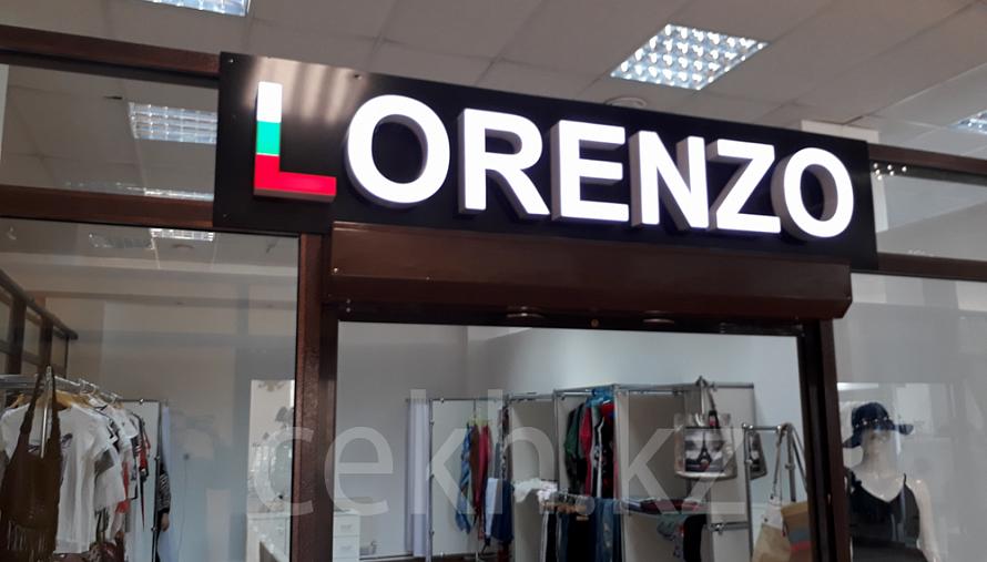 Объёмная световая вывеска для магазина Lorenzo